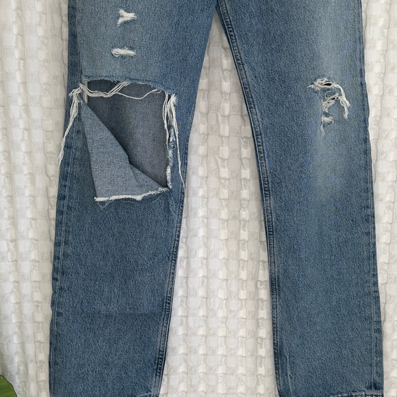 Agolde Denim Straight Leg High Waisted Distressed Jeans 25 Organic Cotton - Picture 5 of 17